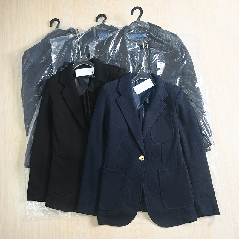 Siqi Women's Clothing 9/12 American Single Pocket Embroidered Patch One Button Single Layer Shoulder Pad Stretch Slim Fit Small Suit