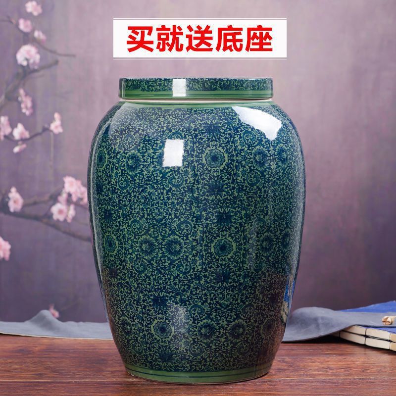 景德镇陶瓷米缸米桶家用带盖储米箱20 30 50 100 200斤水缸酒坛