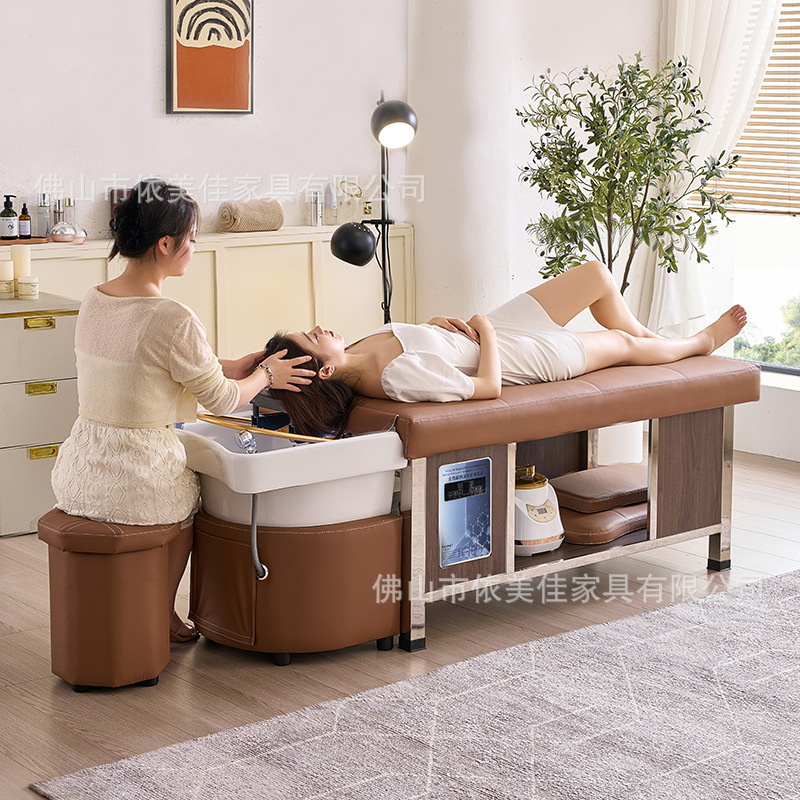Masaje cama de lavado de cabello, tratamiento de cabello, fumigación, terapia de luz, circulación de agua, almacenamiento incorporado, salón de belleza, peluquería, peluquería