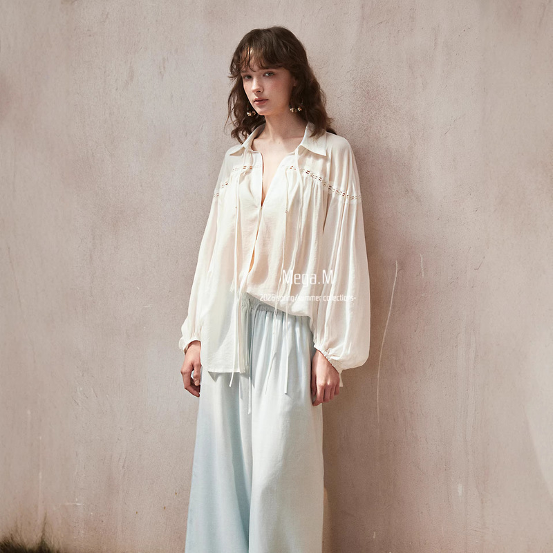Margemeng Basic Long-Sleeve Shirt 2026 Summer New Women's Korean-Style Design Lapel Cardigan Top
