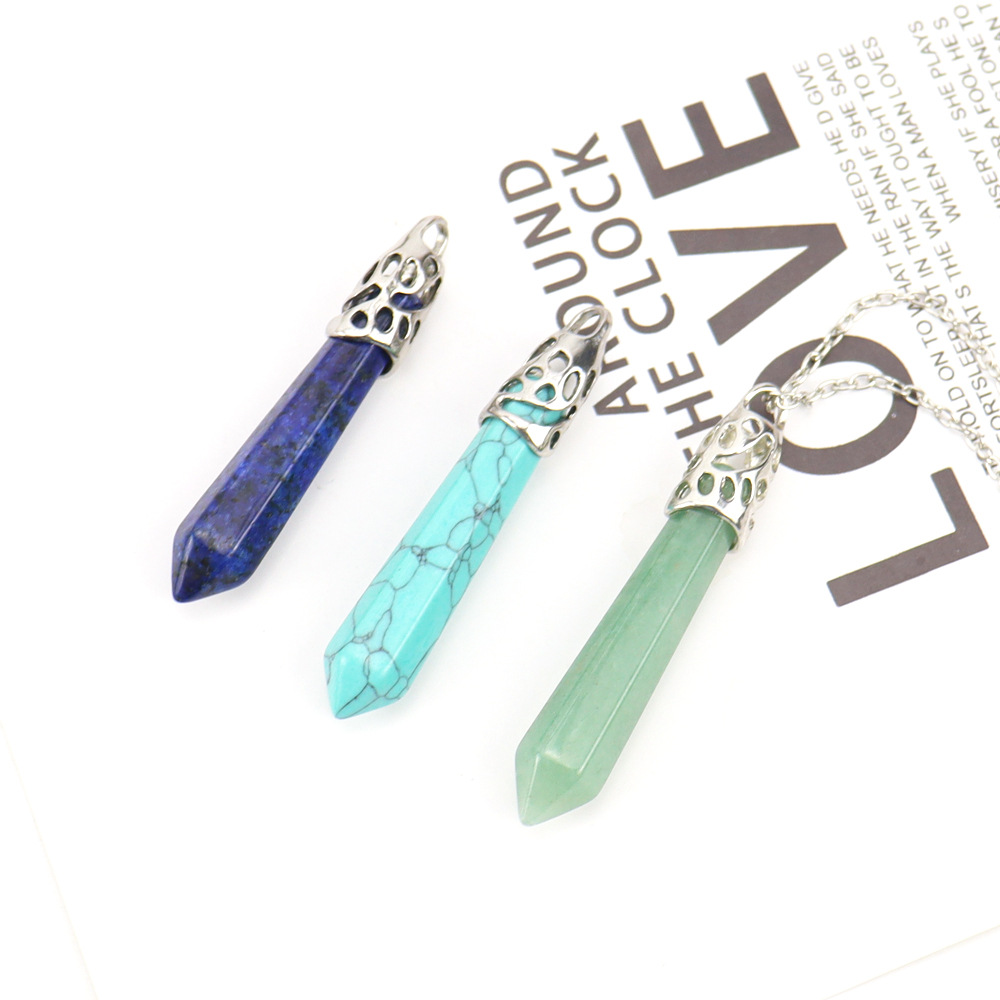 Retro Leaf natural stone Inlay Agate Pendant Necklace 1 Piece