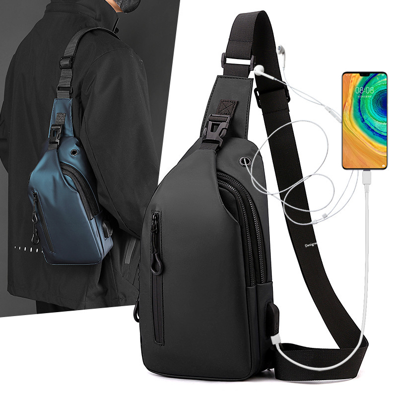 Cross-border Men's Chest Bag Casual Crossbody Bag Large Capacity Water-repellent Chest Bag Korean-style Bearer Bag Fashionable Backpack for Men