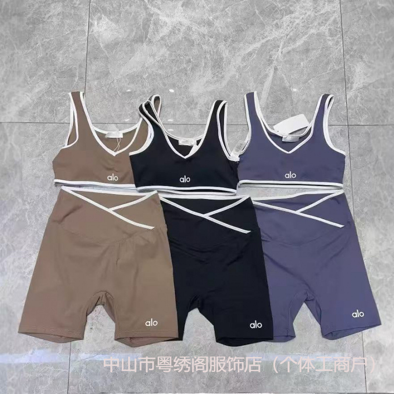 Alo25 Summer High-Waisted Sports Suit for Women, Contrasting Color Backless Tight-Fitting Nude-Feel Yoga Suit, Running Fitness Yoga Wear Alo25 Summer High-Waisted Sports Suit for Women, Contrasting Color Backless Tight-Fitting Nude-Feel Yoga Suit, Running Fitness Yoga Wear