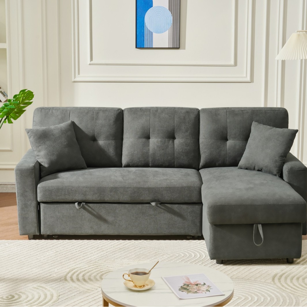 Sala de estar cama sala de estar tela sofá en madera maciza comercio exterior para niños dobles
