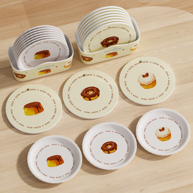 希尔蛋糕甜品餐碟食品级吐骨碟密胺小吃碟锅垫杯垫防烫垫隔热垫