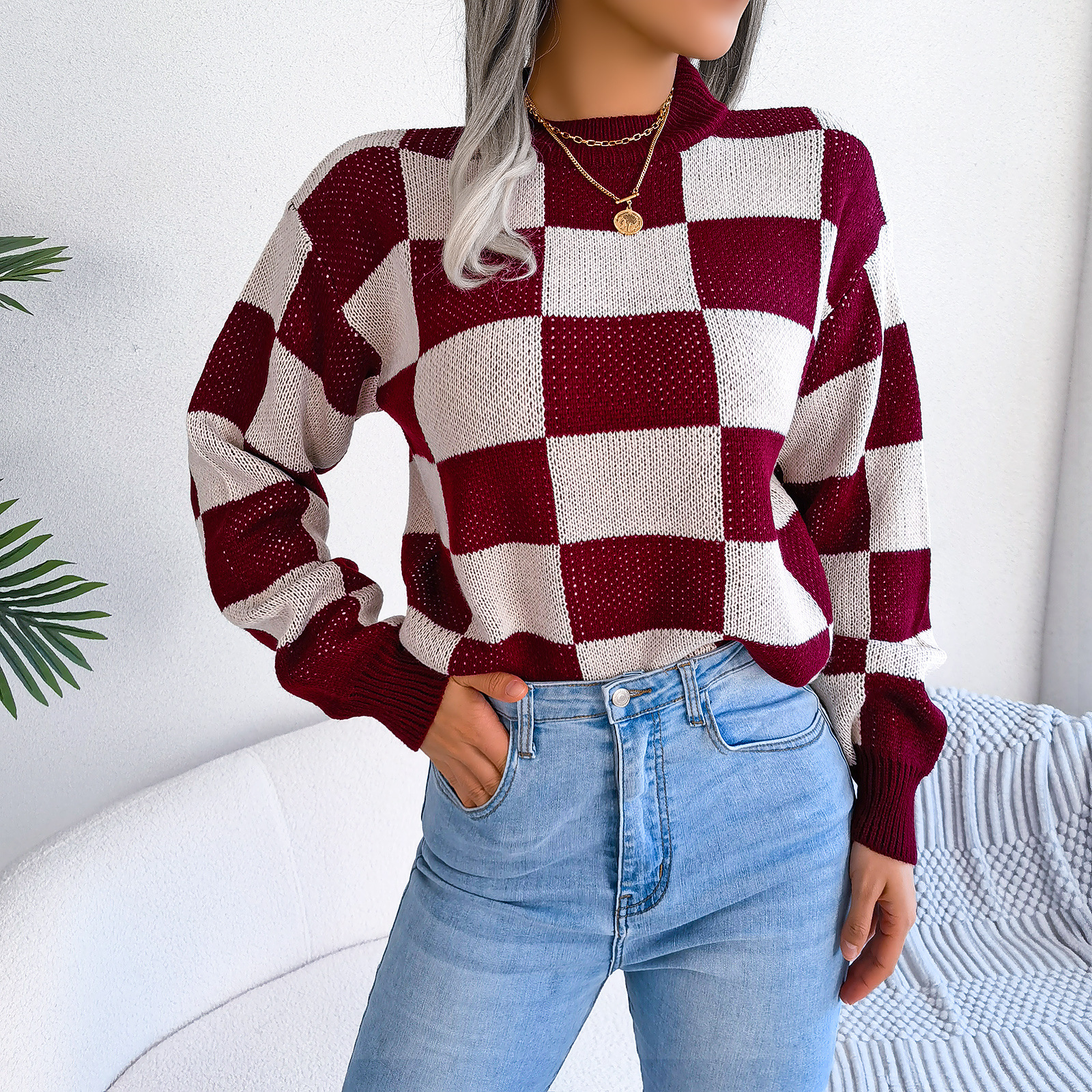 Women's Sweater Long Sleeve Sweaters & Cardigans Casual Lattice display picture 4