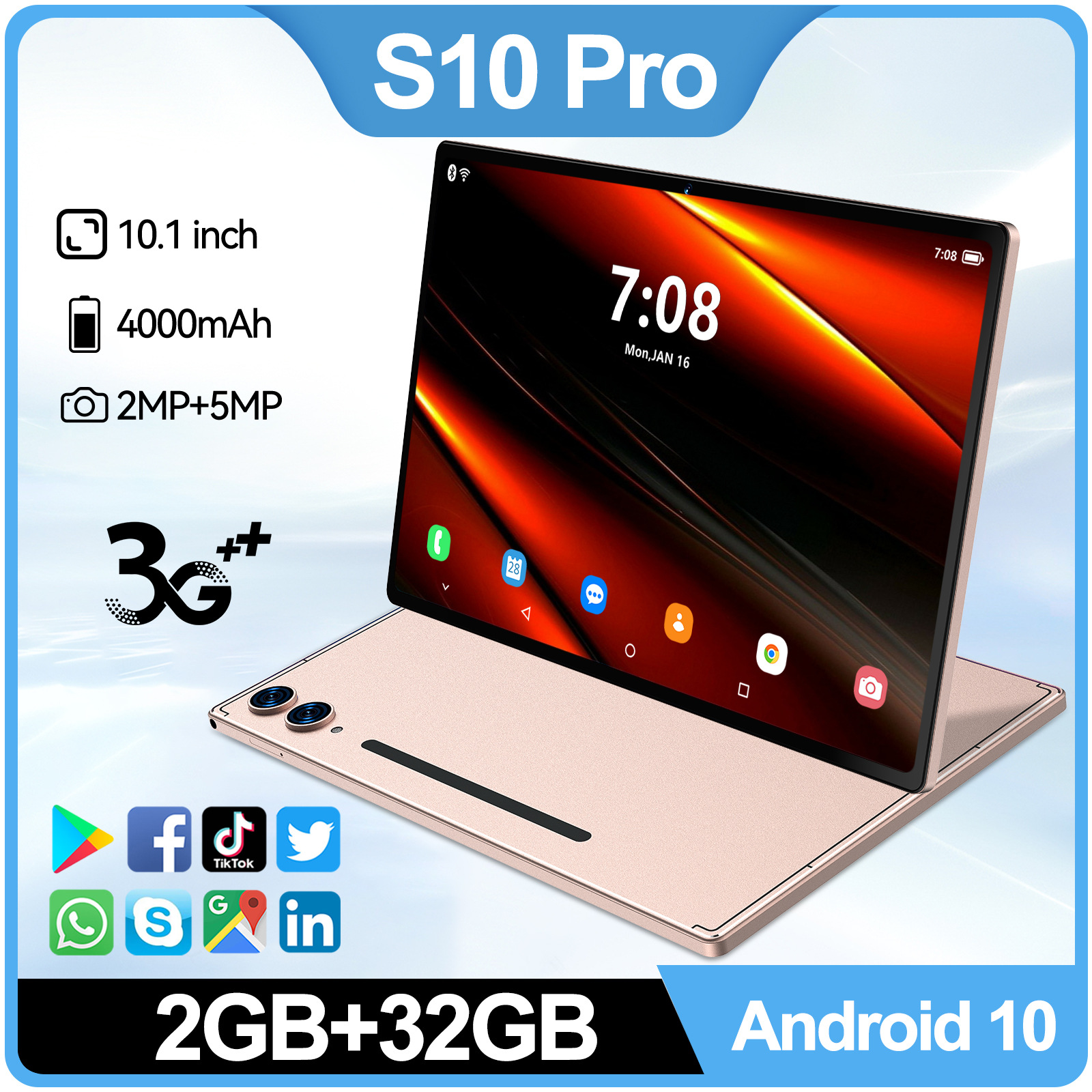 跨境S10 Pro平板电脑10.1寸大屏2+32G安卓10系统支持插卡厂家批发