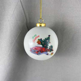 陶瓷圣诞工艺品摆设球陶瓷吊球白云土白瓷吊件创意装饰吊球