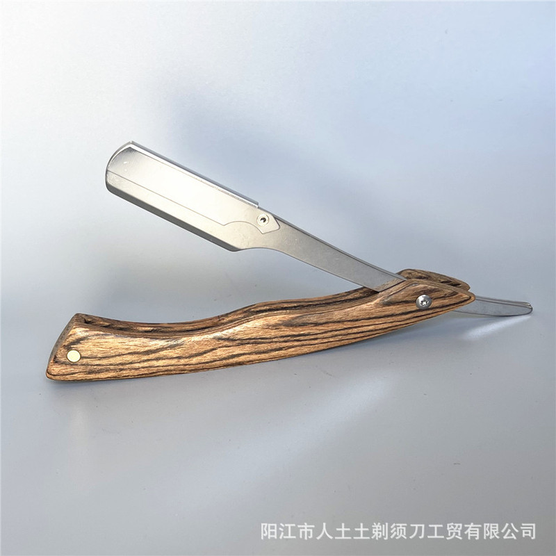 Gold sandalwood razor, wooden handle tool holder, manual razor, razor blade change, old razor