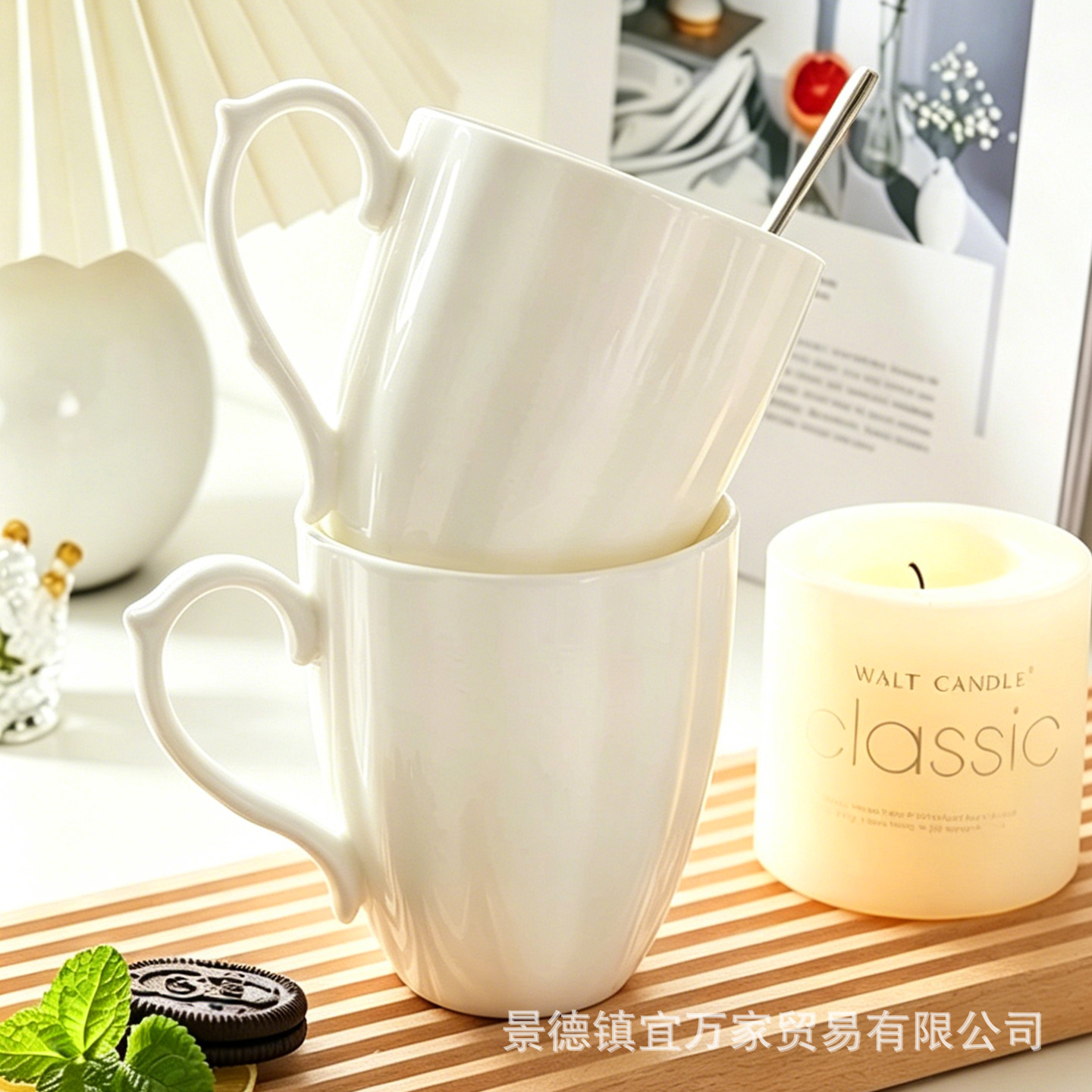 家用喝水陶瓷马克杯釉下彩情侣对杯早餐杯加热奶杯特别好看的杯子