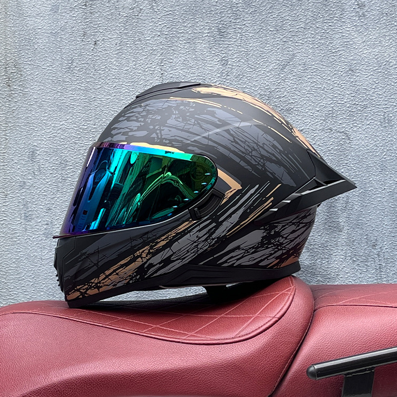 Casco integral transfronterizo DOT de la versión mejorada de LVS con doble lente para hombres, casco de seguridad universal para todas las estaciones para motociclistas femeninas, casco de motocicleta con doble lente.