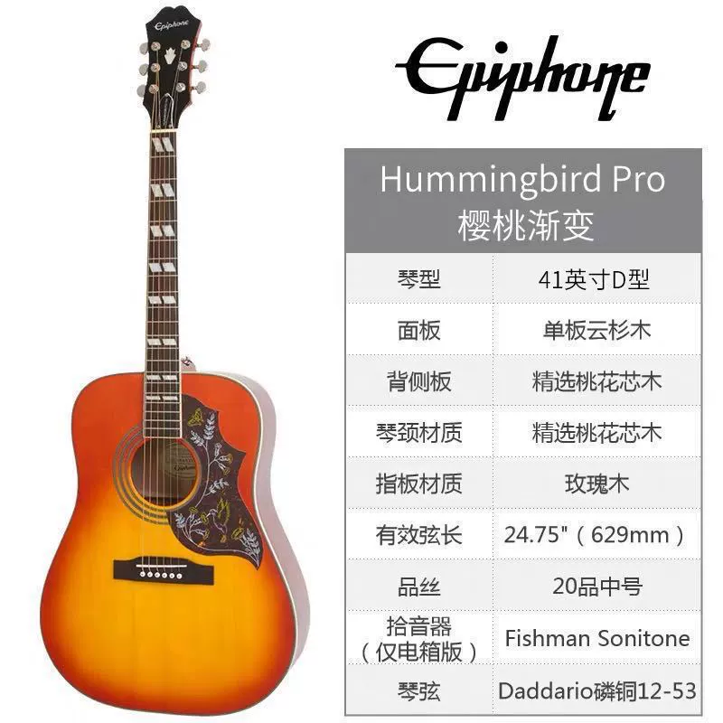 EPIPHONE Humming Bird EJ200SCE Hummingbird Pro Hummingbird Facing Single Box Wood Guitar