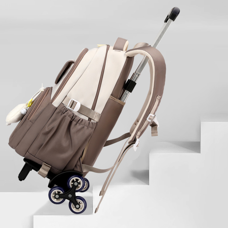 Peces naturales, mochila de tirón para estudiantes de secundaria de tres a seis grados, mochila de hombro de gran capacidad para escalar escaleras