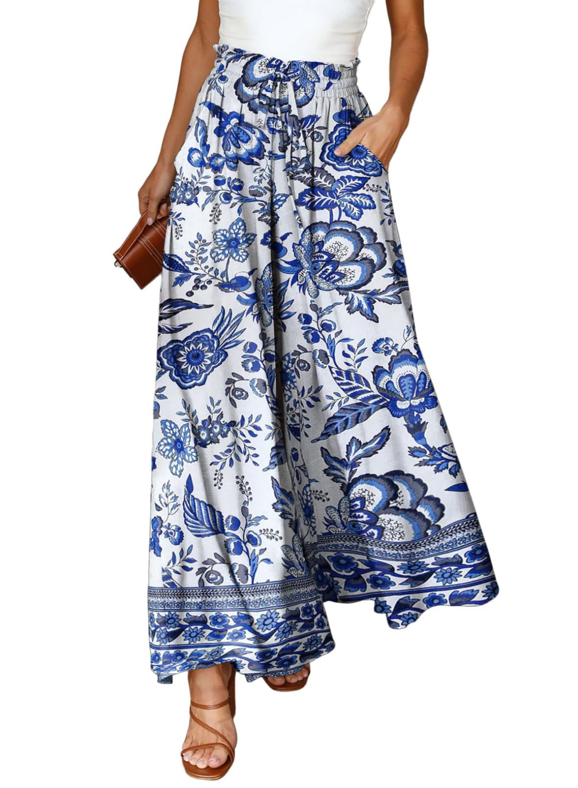 354g Weight Full Length Pants Length Spandex, Polyester Fabric Type High Waist Waist Line Casual Pants Pants Type Holiday, Daily Occasion Loose Fit Type Flower Pattern Summer Season Women's Gender Casual Style Women's Holiday Daily Casual Flower Full Length Casual Pants 11