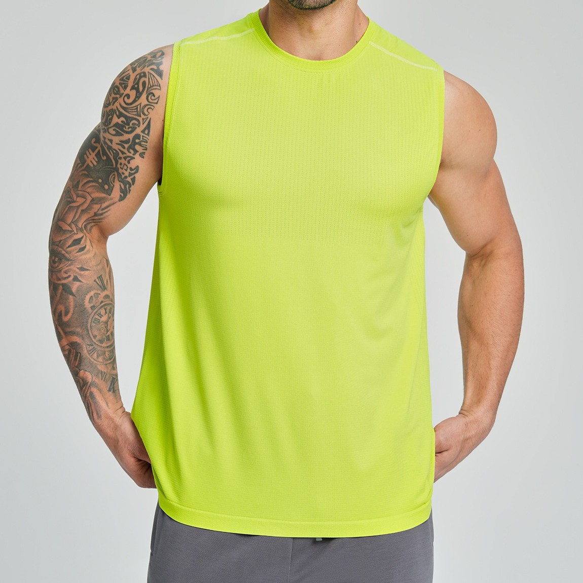 Cross-Border Men's Seamless Sports Fitness Quick-Drying Breathable Vest Yoga Running Home Sleeveless Top 1176