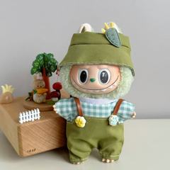 第一世代と第二世代のラブドール服グリーンオーバーオール漁師帽子ラブブ座りパーティーチェック柄スーツ卸売