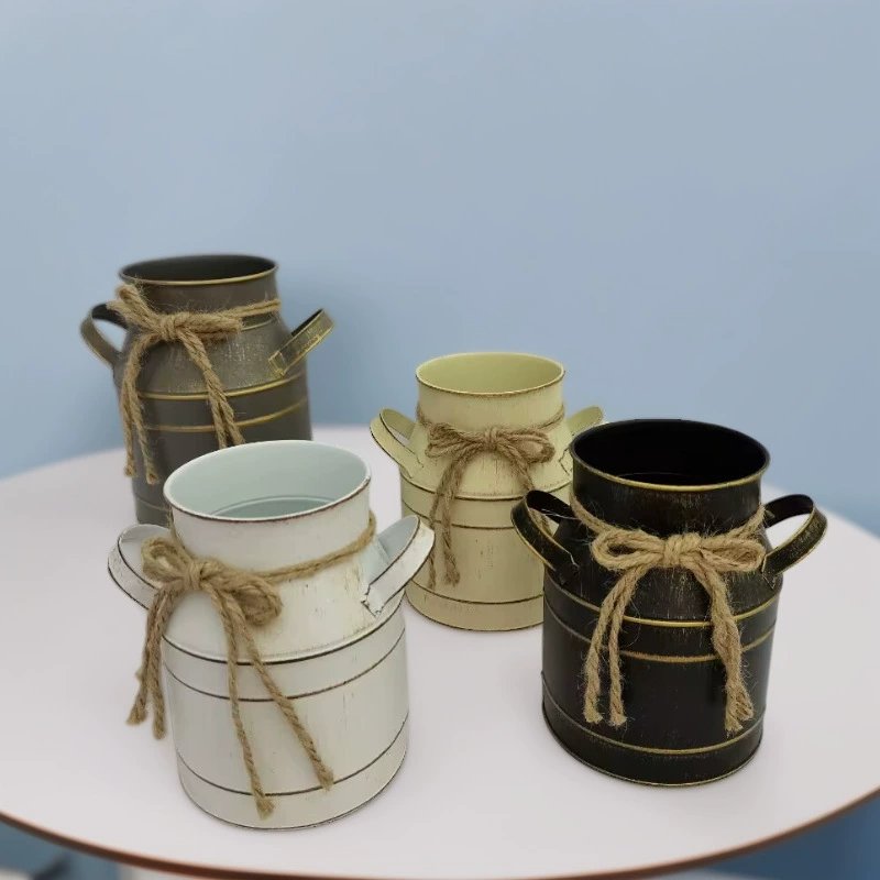 В наличии оцинкованное железо герметичное молочное ведро железное Садоводство Цветочная композиция ваза для дома, гостиной, украшения для украшения