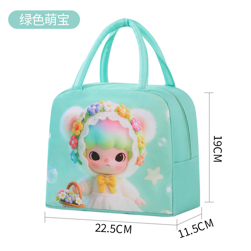 Bolsa de almuerzo portátil con diseño de dibujos animados, bolsa térmica de aluminio, bolsa de almuerzo para el trabajo y la escuela, bolsa bento, bolsa para conservar alimentos frescos.