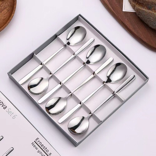 Stainless steel Korean spoon German gift box long handle spoon set household coffee dessert stirring spoon rice spoon tableware