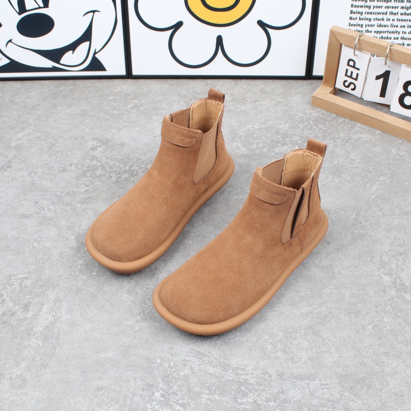 한국 스타일 정품 가죽 플랫 라운드 토 마틴 부츠 가을 새로운 스크럽 가죽 짧은 부츠 레트로 여성 부츠 하이탑 캐주얼 여성 신발