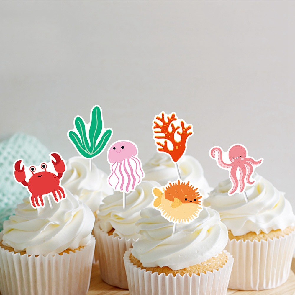 Nuevo conjunto de bandera de cumpleaños submarino transfronterizo, pancarta de decoración de fiesta de cumpleaños temática marina