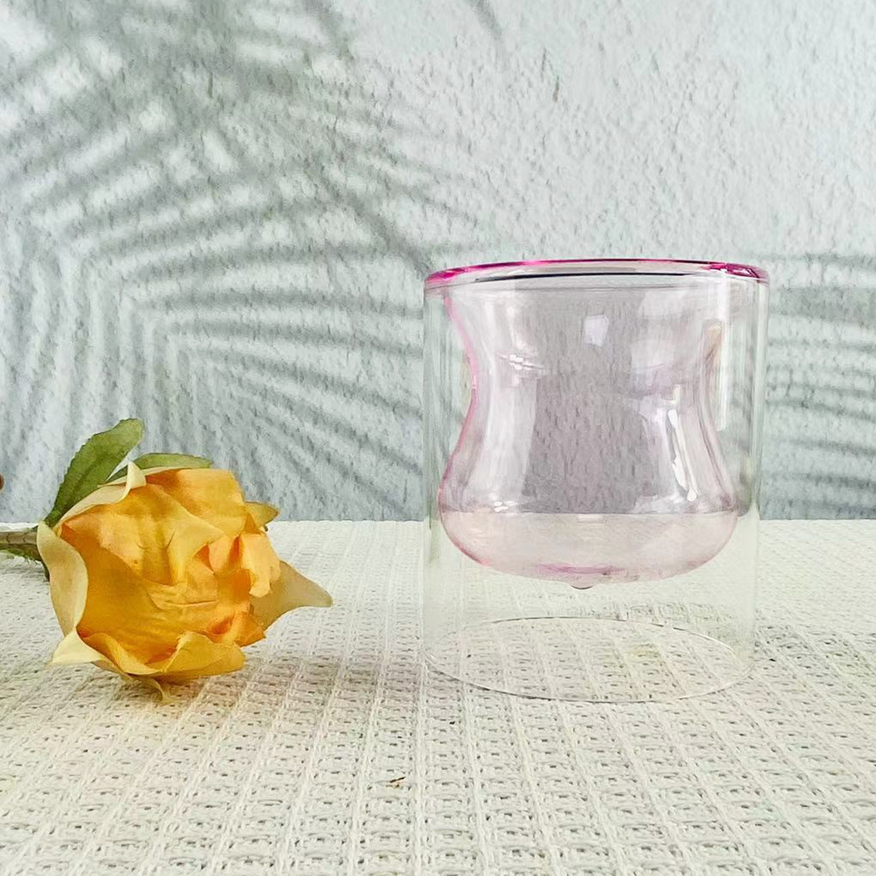 Caneca de vidro de parede dupla em formato de cabaça para café_voghion.com