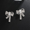 Zirconium with bow, earrings, crystal for bride, Korean style