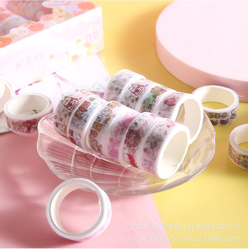 Hand ledger tape sticker film set colorful and paper children girl heart cute cheap hand ledger book film