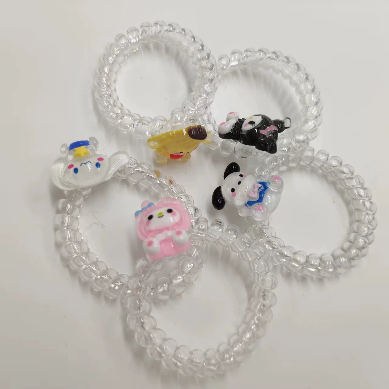 Серия Sanrio Yugui Dog Kuromi, партнер, телефон, спираль для волос, стрижка, браслет для подруги, прекрасная завязка для волос