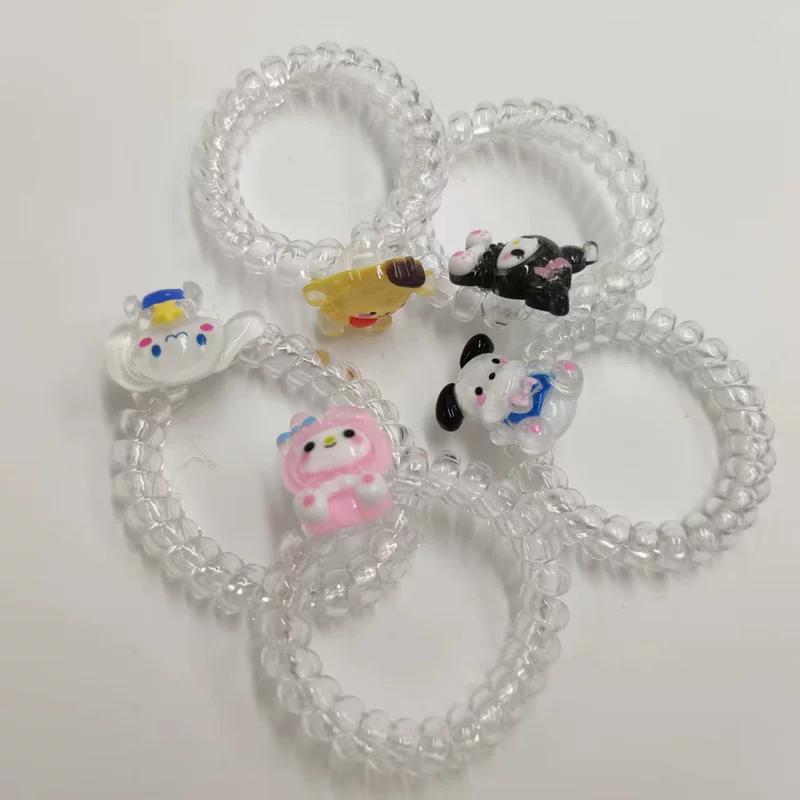 Серия Sanrio Yugui Dog Kuromi, партнер, телефон, спираль для волос, стрижка, браслет для подруги, прекрасная завязка для волос