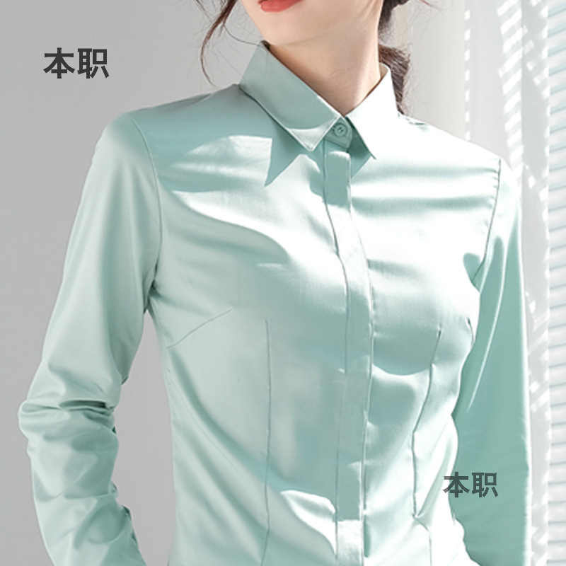 [Candy Color Series] High-Quality Professional Blue Shirt for Women, Long-Sleeved, Elegant Formal Workwear, Spring/Summer 2026