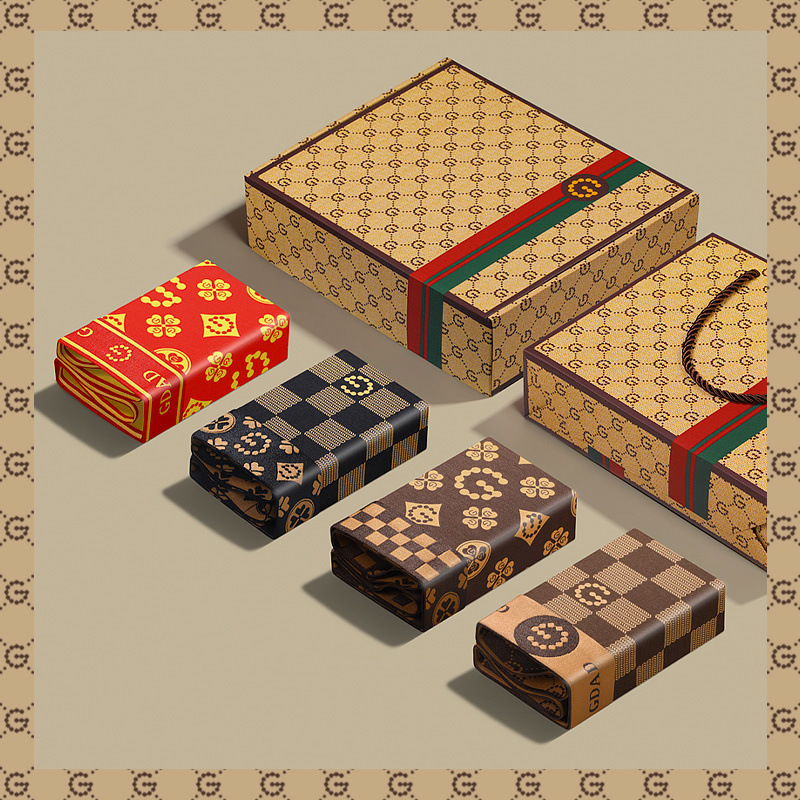 [다섯꽃 레드 + 체커 블랙 + 다섯꽃 브라운 + 체커 브라운]