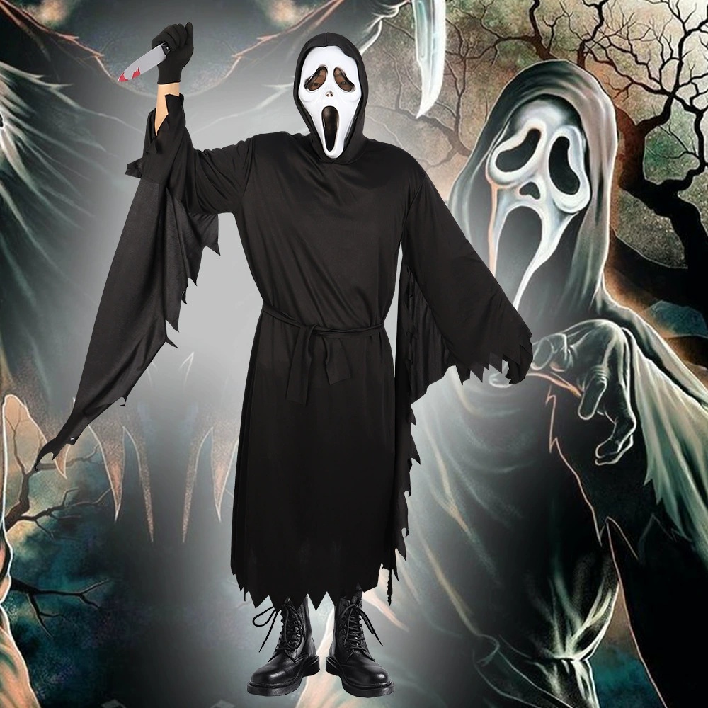 Крик косплей ужасы триллер Хэллоуин плащ костюм фильма Grim Reaper.