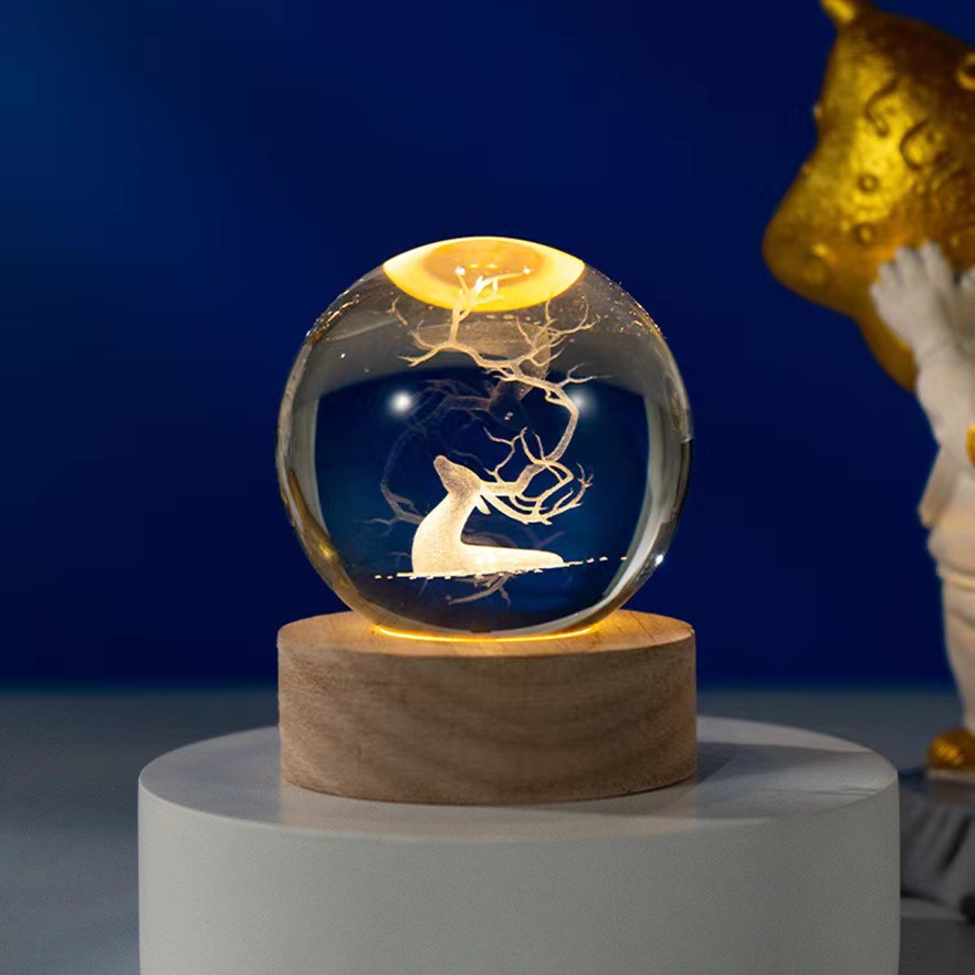 星空宇航员白水晶球发光3d内雕小夜灯桌面摆件七夕情人节礼纪念物 - 17