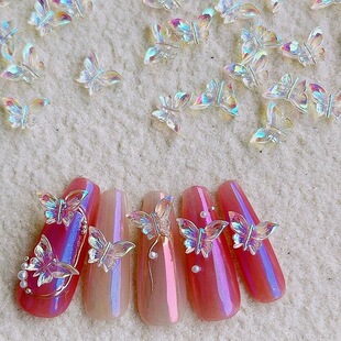 Resin aurora butterfly nail small jewelry wholesale net red explosions diy three-dimensional fairy small butterfly nail decoration