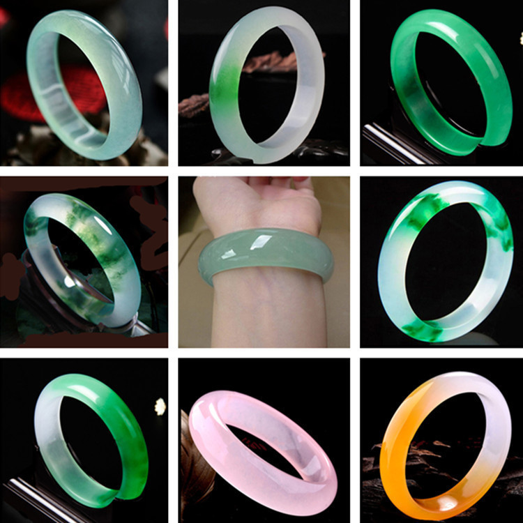 Xinkeng Jade Color Ice Jade Bracelet Green Quartzite Jade Ice Green Flower Jade Bracelet Wholesale