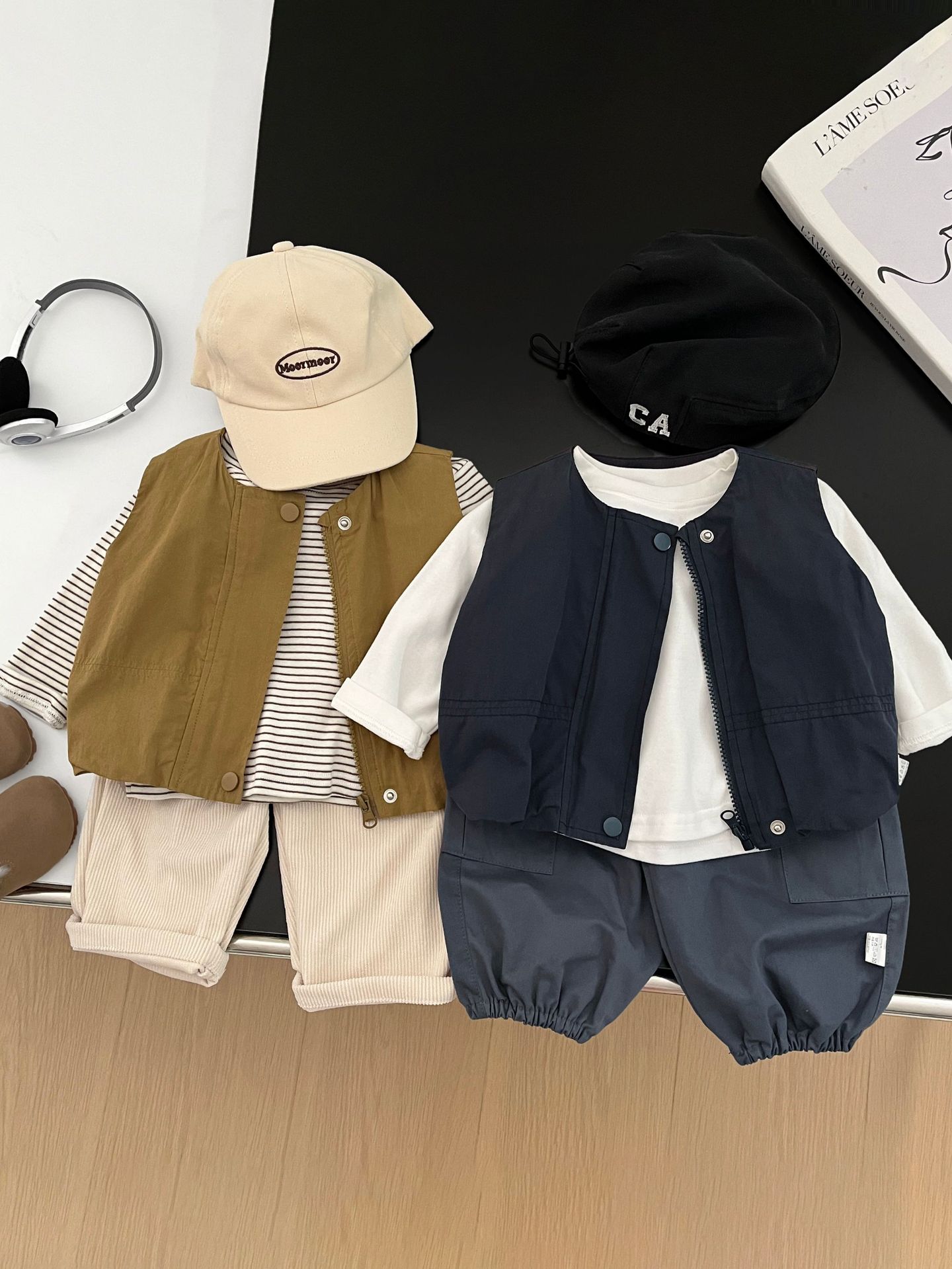 Bebé estilo coreano Chaleco de los niños retro todo a juego Chaleco de primavera niños y niñas estilo coreano estilo occidental corto desgaste exterior chaleco
