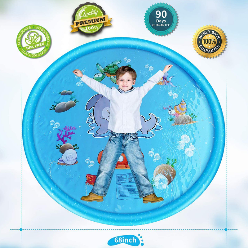 170CM Alfombrilla de rociado de césped al aire libre Alfombrilla de juego para niños Piscina de rociado Juguetes para bebés Alfombrilla de agua Fuente