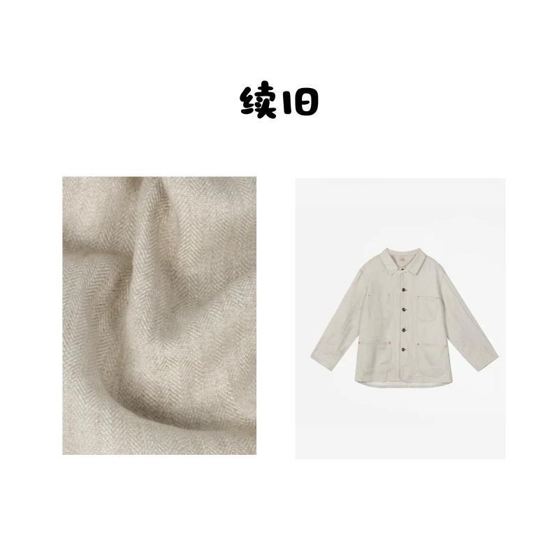 Italian Imported Linen Shirt Lapel Jacket Orange Embroidery Women's Long-Sleeved Spring and Summer Casual Jacket Jacket 2540