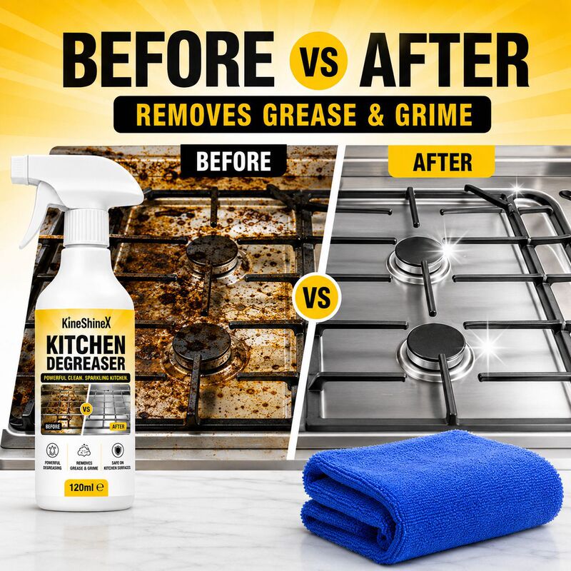 Kineshinex Kitchen Oil Removal Spray Is a Powerful Cleaner for Heavy Grease Stains and Range Hoods, Quickly Removes Grease