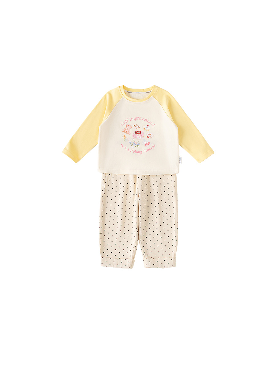 Yubao ropa infantil para niñas juego casual nuevo niño primavera y otoño color contrastante camiseta de manga larga pantalones de dos piezas de ropa