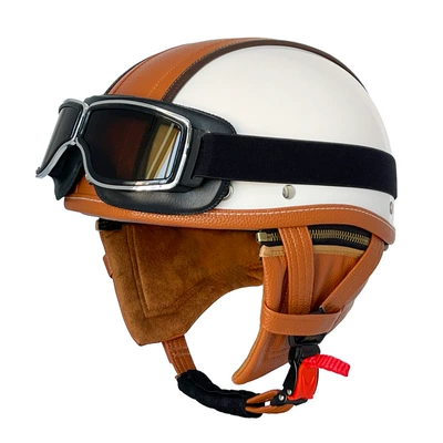 Electric Vehicle Light Scoop Helmet Adult — Motosiklet kaskı (dəbilqə) - bright-white-orange-peel-square-retro-mirror-s