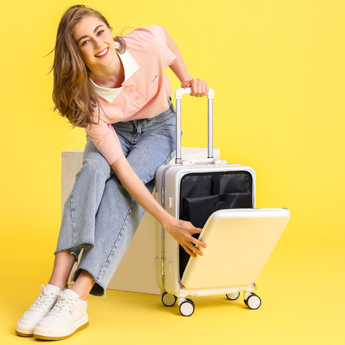 Yongsheng aluminum frame reinforced suitcase 20-inch trolley case solid color password box large capacity universal wheel suitcase wholesale