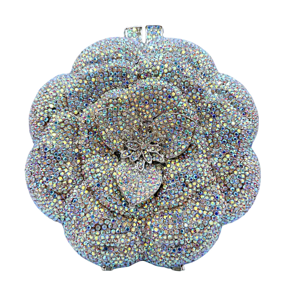 Clutch cross-border rosa bolsas de diamante metal hueco bolsas de cena de cristal bolsas de mano de mujer