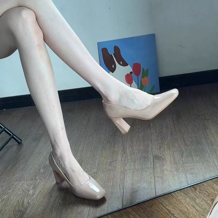 Nude High-Heeled Shoes for Women, Chunky Heel, Square Toe, 2026 Spring New Style, Soft Leather, Comfortable for Work and Wedding, Shallow Mouth Single Shoes Nude High-Heeled Shoes for Women, Chunky Heel, Square Toe, 2026 Spring New Style, Soft Leather, Comfortable for Work and Wedding, Shallow Mouth Single Shoes
