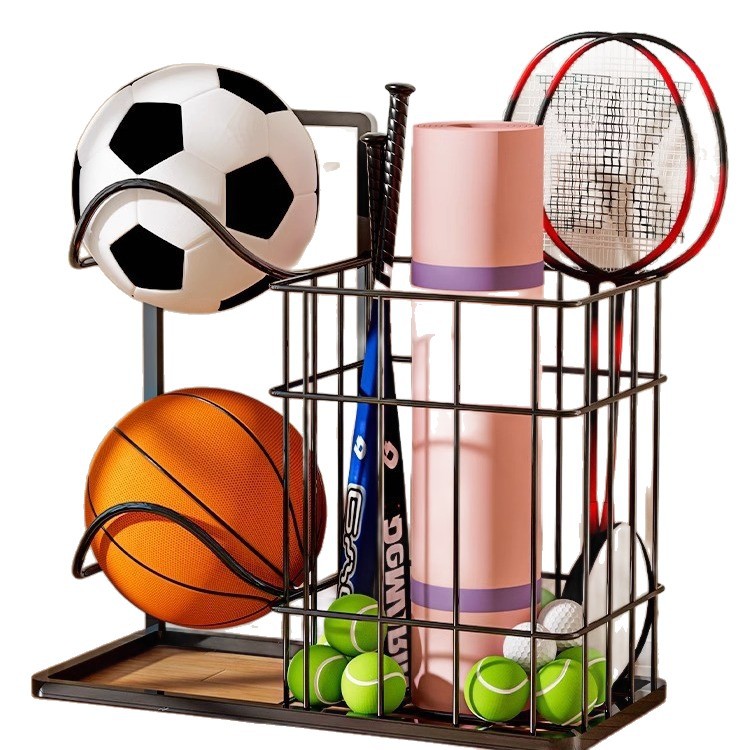 Estante de almacenamiento de estantes de yoga para dormitorios de estudiantes de equipos de ejercicios domésticos canasta de almacenamiento deportivo de dormitorio de invitados bádminton estante de almacenamiento
