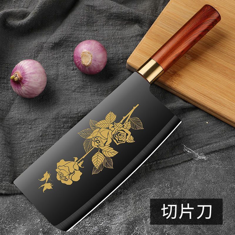 Kit de cuchillos de acero negro, conjunto completo de utensilios de cocina de acero inoxidable, cortador de verduras, cortador de huesos