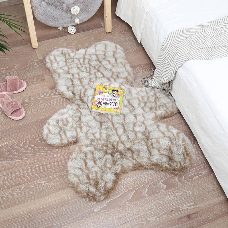 Car Carpet, Katong Cute Plush Carpet - coral-bear-faux-rabbit-fur-3cm-hair-length-7090cm