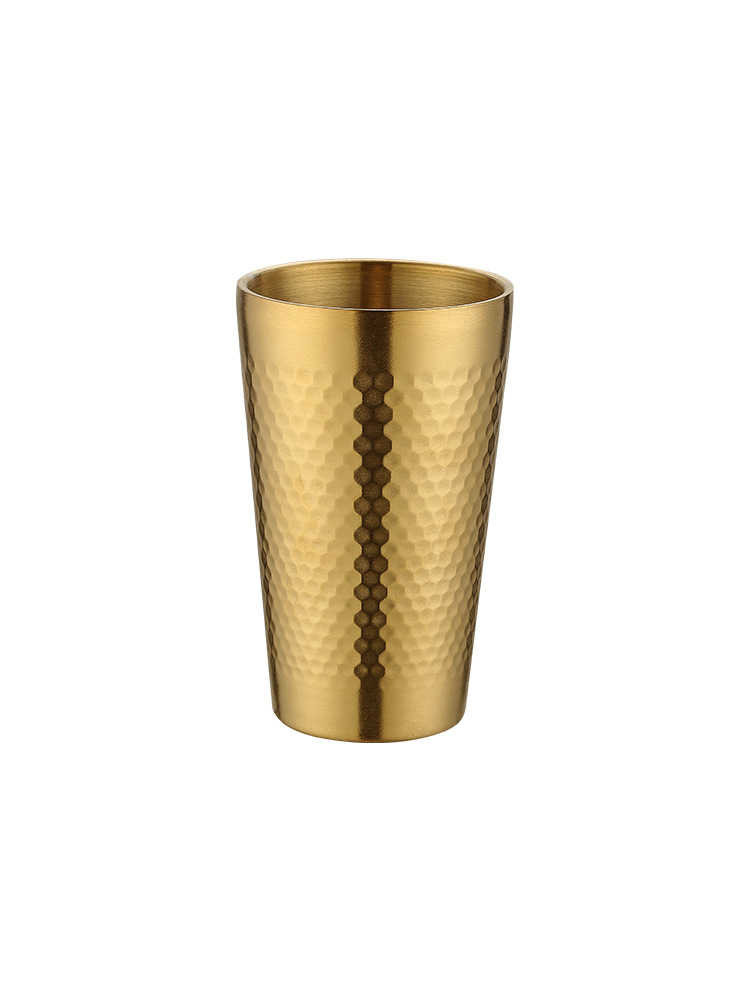 304 de estilo coreano patrón de martillo de acero inoxidable taza de agua taza de cerveza de gran capacidad engrosada restaurante de doble capa taza de té taza de café fruta