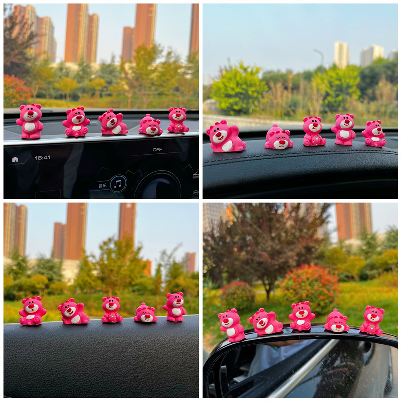 Nuevos adornos de coche Strawberry Bear, adornos de coche, adornos pequeños, consola central de coche, lindos adornos decorativos creativos
